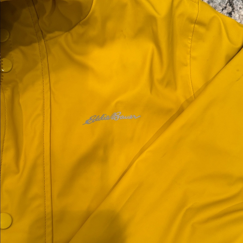 Eddie Bauer Boy Mustard Hooded Raincoat - Picture 2 of 3